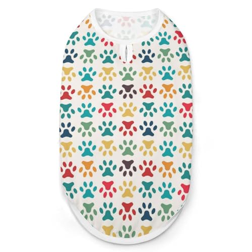 Hunde-Shirt, Motiv: Pfotenabdruck, ärmellos, Tanktop, atmungsaktiv, für kleine Welpen, Größe XL Hunde-Shirt, Motiv: Pfotenabdruck, ärmellos, Tanktop, atmungsaktiv, für kleine Welpen, Größe XL von QTAVETEND