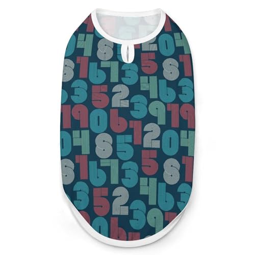 Hunde-Shirt, Retro-Zahlen, für Haustiere, Katzen, ärmellos, Tanktop, atmungsaktiv, für kleine Welpen, Größe S Hunde-Shirt, Retro-Zahlen, für Haustiere, Katzen, ärmellos, Tanktop, atmungsaktiv, für kleine Welpen, Größe S von QTAVETEND