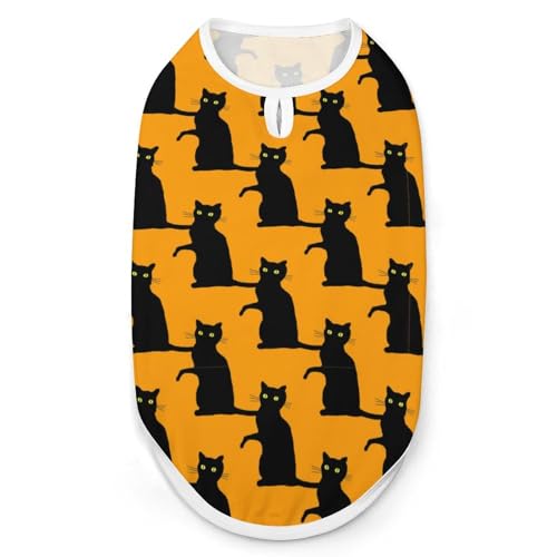 Hunde-Shirt, ärmellos, atmungsaktiv, für kleine Welpen, Größe M, Schwarz / Orange Hunde-Shirt, ärmellos, atmungsaktiv, für kleine Welpen, Größe M, Schwarz / Orange von QTAVETEND