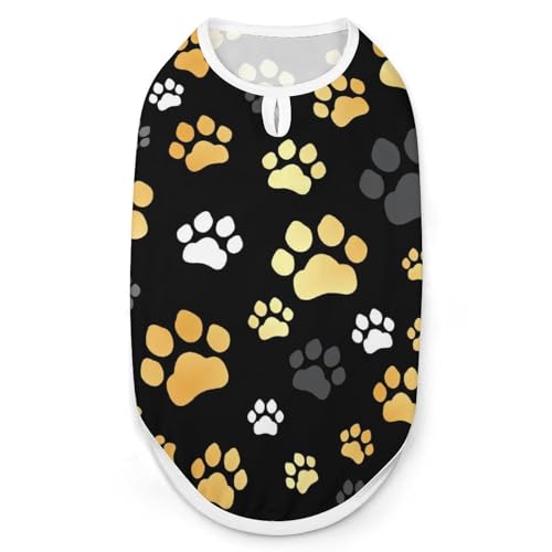 Hunde-Shirt, buntes T-Shirt mit Pfotenabdruck, ärmellos, atmungsaktiv, für kleine Welpen, Größe S Hunde-Shirt, buntes T-Shirt mit Pfotenabdruck, ärmellos, atmungsaktiv, für kleine Welpen, Größe S von QTAVETEND
