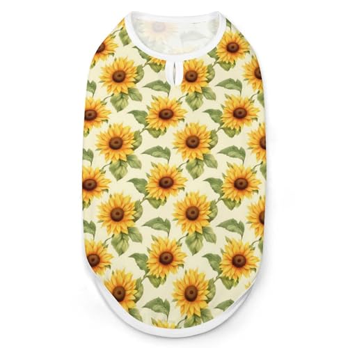 Hunde-Shirts mit Sonnenblumenmuster, ärmellos, Tanktop, atmungsaktiv, für kleine Welpen, Größe XL Hunde-Shirts mit Sonnenblumenmuster, ärmellos, Tanktop, atmungsaktiv, für kleine Welpen, Größe XL von QTAVETEND