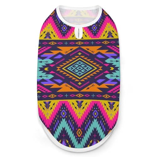 Neon Art Tribal Navajo-Muster Hunde-Shirt, Haustier-T-Shirt, ärmelloses Tanktop, atmungsaktiv, für kleine Welpen, Größe L Neon Art Tribal Navajo-Muster Hunde-Shirt, Haustier-T-Shirt, ärmelloses Tanktop, atmungsaktiv, für kleine Welpen, Größe L von QTAVETEND