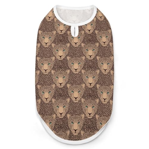 T-Shirt für Hunde mit Leoparden-Maulkorb und Leopardenfell, ärmellos, Tanktop, atmungsaktiv, für kleine Welpen, Größe M T-Shirt für Hunde mit Leoparden-Maulkorb und Leopardenfell, ärmellos, Tanktop, atmungsaktiv, für kleine Welpen, Größe M von QTAVETEND