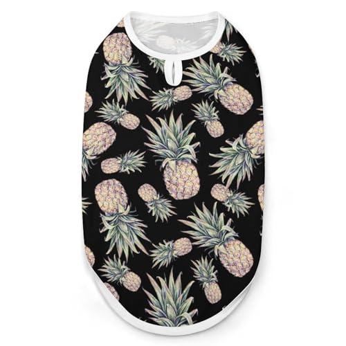 Wasserfarben-Hunde-Shirt, Motiv: tropische Ananas, für Haustiere, Katzen, ärmellos, atmungsaktiv, für kleine Welpen, Größe M Wasserfarben-Hunde-Shirt, Motiv: tropische Ananas, für Haustiere, Katzen, ärmellos, atmungsaktiv, für kleine Welpen, Größe M von QTAVETEND