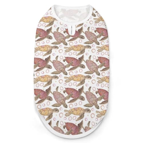Wasserfarbenes, süßes Schildkröten-Shirt, für Haustiere, Katzen, ärmellos, Tanktop, atmungsaktiv, für kleine Welpen, Größe S Wasserfarbenes, süßes Schildkröten-Shirt, für Haustiere, Katzen, ärmellos, Tanktop, atmungsaktiv, für kleine Welpen, Größe S von QTAVETEND