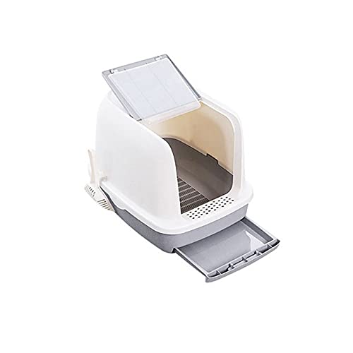 Katzentoilette Cat Wurf Box ist komplett umschlossen, spritzwassergeschützte und geruchsresistente Schubladenkategorie Katze-Wurf-Tablett mit Griff, Katzen-Toilette, Katzenfach, leicht zu reinigen Kat von QTBH
