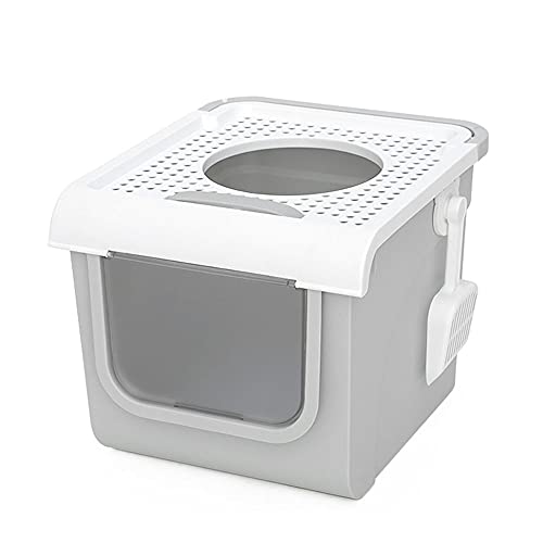 QTBH Katzentoilette Flip Doppeltür Katze Toilette Haustier Vollständig geschlossenes Deodorant Toilette Katze Spritzerfestes Großes Haustier Töpfchen for Katzen Katzenklo (Color : B) von QTBH