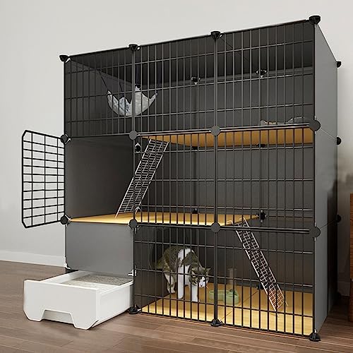 Abnehmbarer großer Metall-Katzenkäfig für Haustiere, großer Katzenkäfig für den Innenbereich mit Katzentoilette, Katzenstreu, stabile Bodenplattform, zusammenklappbares Katzenhaus für 1–3 Katzen Abnehmbarer großer Metall-Katzenkäfig für Haustiere, großer Katzenkäfig für den Innenbereich mit Katzentoilette, Katzenstreu, stabile Bodenplattform, zusammenklappbares Katzenhaus für 1–3 Katzen von QTQHOME