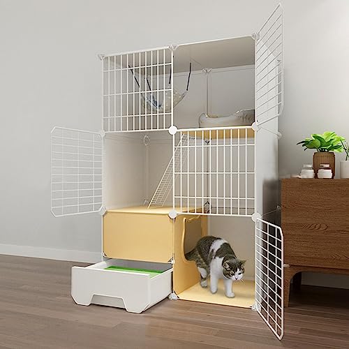 Abnehmbarer großer Metall-Katzenkäfig für Haustiere, großer Katzenkäfig für den Innenbereich mit Katzentoilette, Katzentoilette, stabile Bodenplattform, zusammenklappbares Katzenhaus für 1–3 Katzen Abnehmbarer großer Metall-Katzenkäfig für Haustiere, großer Katzenkäfig für den Innenbereich mit Katzentoilette, Katzentoilette, stabile Bodenplattform, zusammenklappbares Katzenhaus für 1–3 Katzen von QTQHOME
