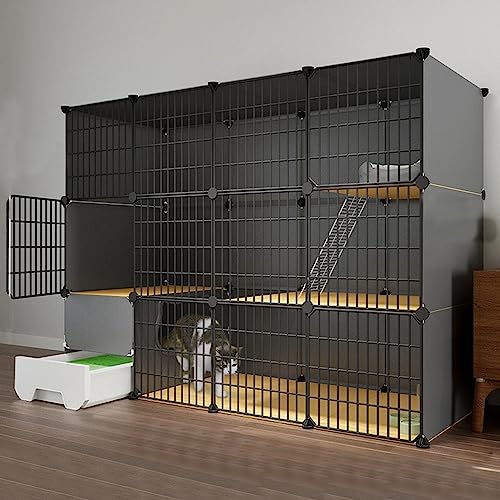 Abnehmbarer großer Metall-Katzenkäfig für Haustiere, großer Katzenkäfig für den Innenbereich mit Katzentoilette, Katzentoilette, stabile Bodenplattform, zusammenklappbares Katzenhaus für 1–3 Katzen Abnehmbarer großer Metall-Katzenkäfig für Haustiere, großer Katzenkäfig für den Innenbereich mit Katzentoilette, Katzentoilette, stabile Bodenplattform, zusammenklappbares Katzenhaus für 1–3 Katzen von QTQHOME