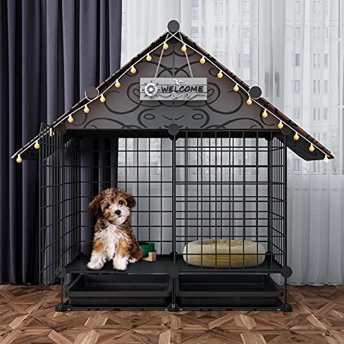 Hundehütte aus Metall, unzerstörbar, robust, kaufest, Laula para Perros, mit herausziehbarer Ablage und beweglichem Rad-Design, Hundekäfig, für mittelgroße und kleine Hunde Hundehütte aus Metall, unzerstörbar, robust, kaufest, Laula para Perros, mit herausziehbarer Ablage und beweglichem Rad-Design, Hundekäfig, für mittelgroße und kleine Hunde von QTQHOME