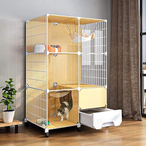 Katzenkäfig für drinnen mit Katzentoilette, abnehmbarer Metalldraht, großes Kätzchengehege, mobiler Katzenkäfig mit Universalrädern, für drinnen und draußen, Zwinger, Laufstall, Chinchilla-Käfig, Katzenkäfig für drinnen mit Katzentoilette, abnehmbarer Metalldraht, großes Kätzchengehege, mobiler Katzenkäfig mit Universalrädern, für drinnen und draußen, Zwinger, Laufstall, Chinchilla-Käfig, von QTQHOME