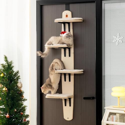 Katzenregal zum Aufhängen an der Tür, über den Türen, Katzenregale, mehrstufige Türaufhängung, Kratz- und Kletterbaum, Katzenwandregale für den Innenbereich von QTQHOME