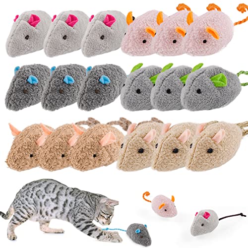 18 Stück Katzenspielzeug Maus, Katzenminze Spielzeug, Plüsch Katzenspielzeug, Interaktives Katzenspielzeug, Katzenspielzeug Plüsch Maus Kätzchen Spielzeug für Katzen und Kätzchen Spielzeug Mäuse von QUACOWW