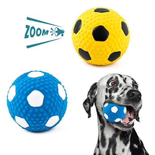 QUACOWW 2 Stück Quietschendes Hundespielzeug Ball, Kauspielzeug, Weiches Latex, Langlebig für Kleine und Mittelgroße Hunde von QUACOWW