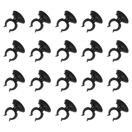 QUARKZMAN 20 Stück Aquarium Saugnapf Clips, 17mm Luftschlauchhalter Klemmen Saugnapfhalter Saugnapf für ID Luftschlauch Tank, Schwarz von QUARKZMAN