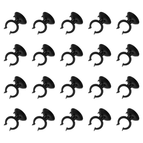 QUARKZMAN 20 Stück Aquarium Saugnapf Clips, 20mm Airline Tube Halterungen Klemmen Saugnapf Halter Schlauch Saugnapf für ID Airline Schläuche Tank, Schwarz von QUARKZMAN