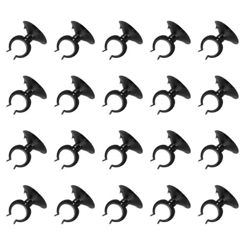 QUARKZMAN 20 Stück Aquarium Saugnapf Clips, 23mm Luftleitungshalter Klemmen Saugnapf Halter Saugnapf für ID Luftleitung Tank, Schwarz von QUARKZMAN