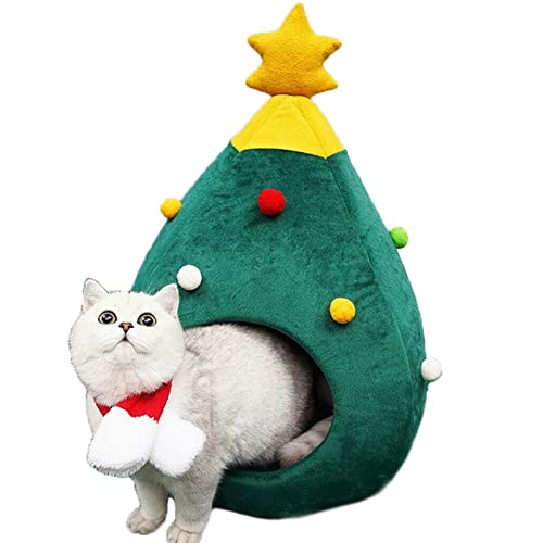 Haustierbetten, Weihnachtsbaum, Haustierhaus, Winter, halbgeschlossen, Hundehütte, Katzennest, Pubby, warmes Haus, Haustierschlafbett, Kissen, Zelt, Haustierbedarf (Größe: klein) Oktopusfüße von QUEAWOQ