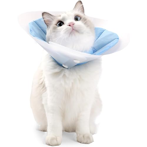 Katzen-Chirurgie-Genesungshalsband, verstellbares und weiches Katzenkegelhalsband, leichtes Katzen-Elisabethanisches Halsband für Wundheilung, kratzfestes, doppellagiges Kätzchen-E-Halsband gegen von QUEBRAN