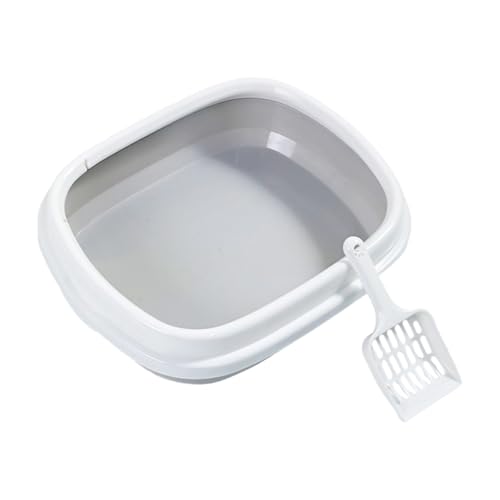QUEENYARD Halbgeschlossene Katzentoilette, belüftete Geruchskontrolle, auslaufsicher, langlebig, Katzentöpfchen für einfache Haltbarkeit von QUEENYARD
