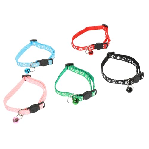 QUMIIRITY 5 Stück Verstellbare Katzenhalsbänder mit Glocke Buntes Leichtes Kätzchenhalsband Angenehm Einfach Tragbares Haustier Neckwear für Alltag Party Bequem und Stilvoll von QUMIIRITY