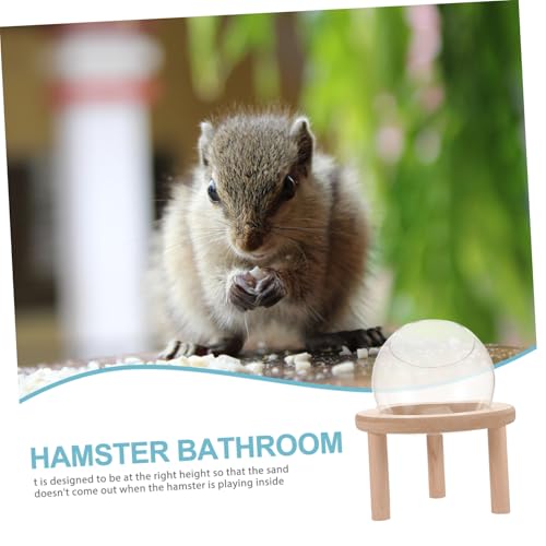 QUMIIRITY Hamster Sandbad aus Klarem Glas mit Holzunterlage Transparente Kleine Haustier badewanne für Hamster Mäuse und Kleine Nager Leicht zu Reinigen und Langlebig Praktisches Zubehör von QUMIIRITY