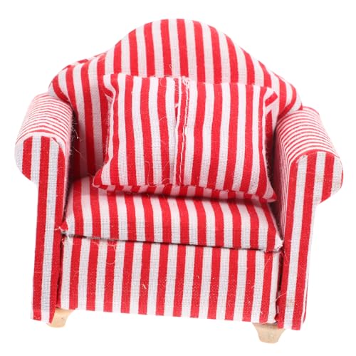 QUMIIRITY Mini Hamstersofa Rot Weiß Gestreift Bequemes Kleintierspielzeug Dekoratives Chinchilla und Hamsterzubehör Mini Sofa für Schlafen Verstecken Käfig von QUMIIRITY