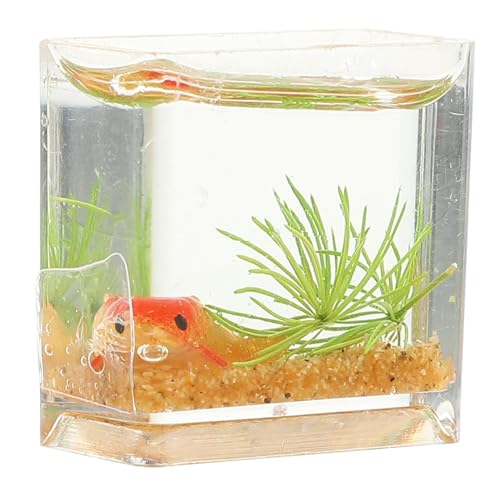 QUMIIRITY Miniatur Goldfischglas Dekoration Miniatur Aquarium Modell Realistische Mini Fischschale Für Puppenhaus Micro Landschaft Deko Kleines Fischbecken Zubehör von QUMIIRITY