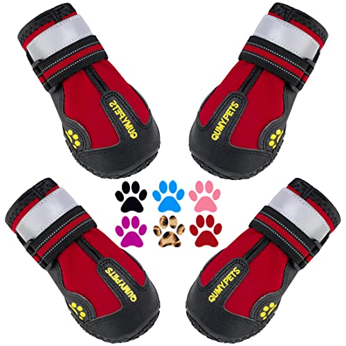 QUMY Hundeschuhe für große Hunde, mittelgroße Hundestiefel & Pfotenschutz für Winter Schnee Tag, Sommer heißer Bürgersteiger, wasserdicht bei regnerischem Wetter, Outdoor-Spaziergänge, Rot, Größe 1 QUMY Hundeschuhe für große Hunde, mittelgroße Hundestiefel & Pfotenschutz für Winter Schnee Tag, Sommer heißer Bürgersteiger, wasserdicht bei regnerischem Wetter, Outdoor-Spaziergänge, Rot, Größe 1 von QUMY