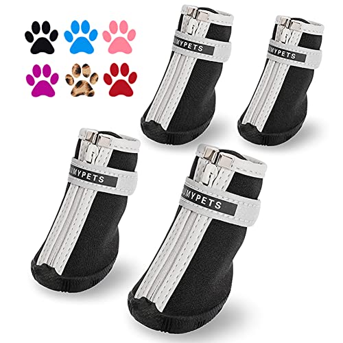 QUMY Hundestiefel für kleine Hunde, wasserdicht, Regen, Winter, Schneeschuhe für Welpen, mit reflektierendem Klettverschluss, weich, bequem, rutschfeste Gummisohle, Schwarz, 4 Stück QUMY Hundestiefel für kleine Hunde, wasserdicht, Regen, Winter, Schneeschuhe für Welpen, mit reflektierendem Klettverschluss, weich, bequem, rutschfeste Gummisohle, Schwarz, 4 Stück von QUMY