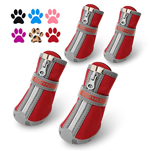 QUMY Kleine Hundestiefel Spritzwassergeschützt Winterschneeschuhe für Welpen Hunde mit Reflexstreifen Weiche Bequeme Anti-Rutsch Gummisohle Rot 4 Stück/Set QUMY Kleine Hundestiefel Spritzwassergeschützt Winterschneeschuhe für Welpen Hunde mit Reflexstreifen Weiche Bequeme Anti-Rutsch Gummisohle Rot 4 Stück/Set von QUMY