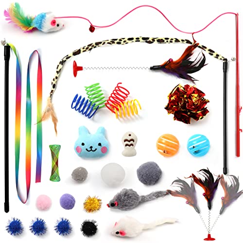 QUOZUO 26 Stück Katzenspielzeug, Katze Toys Variety Pack Interaktives Spielzeug für Katzen Kitty QUOZUO 26 Stück Katzenspielzeug, Katze Toys Variety Pack Interaktives Spielzeug für Katzen Kitty von QUOZUO