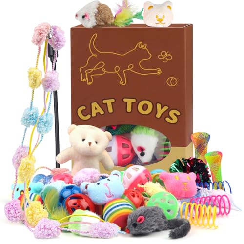 QUOZUO 30 Stück Katzen Spielzeug Set, Katzenspielzeug Mäuse Bälle, Federspielzeug, Plüschspielzeug, Interaktives katzenzubehör für Katzen, Katzen zubehör QUOZUO 30 Stück Katzen Spielzeug Set, Katzenspielzeug Mäuse Bälle, Federspielzeug, Plüschspielzeug, Interaktives katzenzubehör für Katzen, Katzen zubehör von QUOZUO
