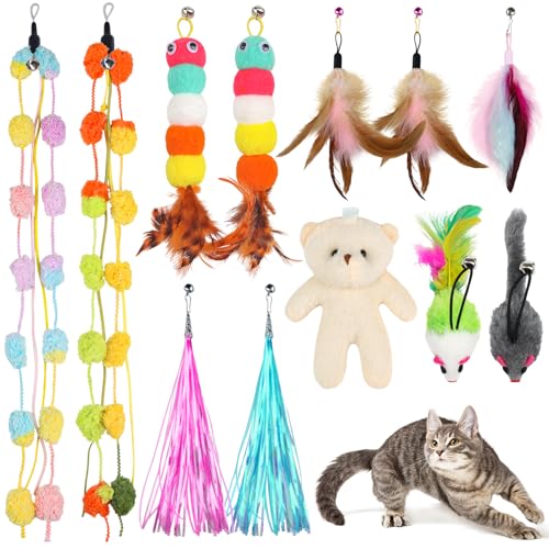 QUOZUO Katzenfeder-Spielzeug, Nachfüller, Katzenfedern, Zauberstab-Ersatz, 12 Stück Katzenspielzeug-Federnachfüllungen, Katzenstab-Aufsätze, Federn für Katzenspielzeug QUOZUO Katzenfeder-Spielzeug, Nachfüller, Katzenfedern, Zauberstab-Ersatz, 12 Stück Katzenspielzeug-Federnachfüllungen, Katzenstab-Aufsätze, Federn für Katzenspielzeug von QUOZUO