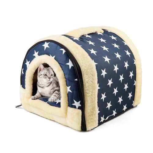 QUTHZZHY Katzenhaus Indoor, Katzenhöhle Faltbare, Katzenbett Höhle mit Abnehmbarem Kissen, Katzenhaus Warm Outdoor, Katzen Bettchen Waschbar, für Kleine und Mittlere Haustiere, 37x32x30cm QUTHZZHY Katzenhaus Indoor, Katzenhöhle Faltbare, Katzenbett Höhle mit Abnehmbarem Kissen, Katzenhaus Warm Outdoor, Katzen Bettchen Waschbar, für Kleine und Mittlere Haustiere, 37x32x30cm von QUTHZZHY