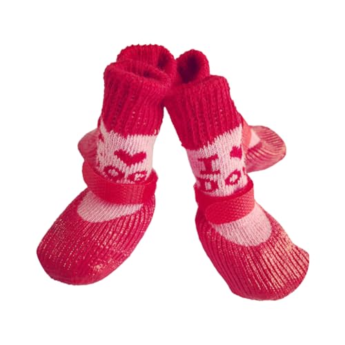 QUXVUIS 4 Stück Haustierschuhe Regen Schnee Stiefel Wasserdichtes Socken Set mit Gummisohle Strumpf Schuhe Kleiner Hund Hartholz Indoor, Liebe rot, M QUXVUIS 4 Stück Haustierschuhe Regen Schnee Stiefel Wasserdichtes Socken Set mit Gummisohle Strumpf Schuhe Kleiner Hund Hartholz Indoor, Liebe rot, M von QUXVUIS