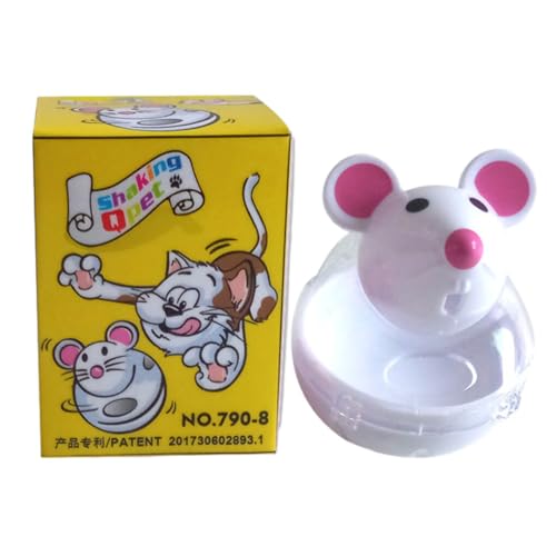QUXVUIS Katze Feeder Spielzeug Ball Engagieren Katze Mit Interaktivem Spielen Und Kunststoff Katzenfutter Ball Spender Pet Feeder Katzenspielzeug Gute Geschenke, Weiß von QUXVUIS