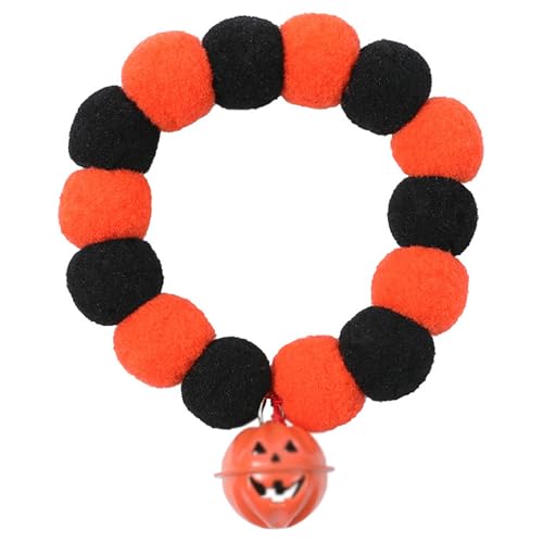 2er-Pack Halloween-Haustier-Plüsch-Halsband, Kürbisglocke, niedliches Haustier-Halsband, Halloween-Katzen- und Hunde-Halskette, Haustier-Halsdekoration, Größe L von QVK