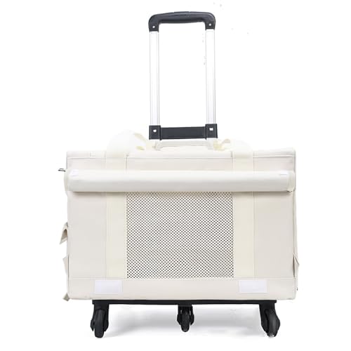 Doppelschichtige Rollbox für zwei Katzen, stapelbare Reisebox mit Netzfenster und herausnehmbaren Trennwänden, geeignet für Flugzeuge, Camping und Außenbereich, Weiß (doppellagig) von QVK