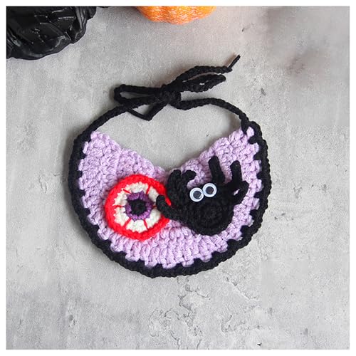 Halloween-Haustierhalsband, Handgewebter Halloween-HaustierkostüM-KüRbishut, Geeignet FüR Katzen Und Kleine Festliches Ankleiden (M,Black Red) von QVK