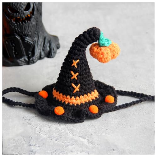 Halloween-Haustierhalsband, Handgewebter Halloween-HaustierkostüM-KüRbishut, Geeignet FüR Katzen Und Kleine Festliches Ankleiden (M,White Purple) von QVK