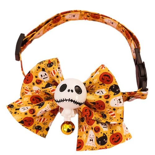 Halloween-Haustierhalsband, verstellbare Halskette, geeignet für Katzen, kleine und mittelgroße Hunde, modische und niedliche Halskette, Urlaubsparty, Haustierdekoration (Weiß, M) von QVK