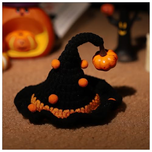 Halloween-Haustierhut und Halsband, modisch, niedliches Halsband, verstellbar, geeignet für Urlaub, Party, Kätzchen, Haustier, Hund, Welpen, Kostüm (Schwarz, S) von QVK