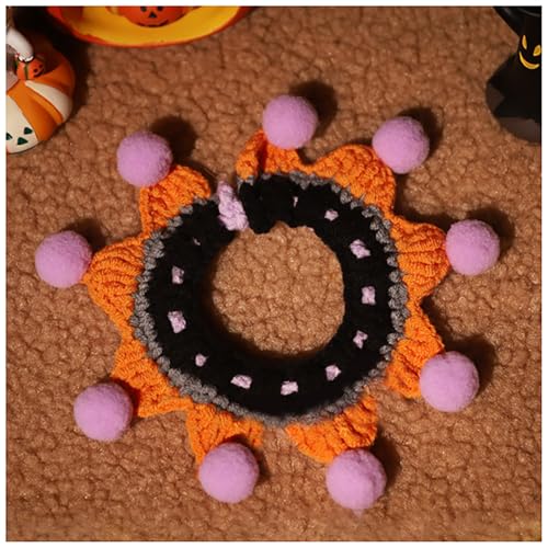 Halloween-Haustierhut und Halsband, modisches, niedliches Halsband, verstellbar, geeignet für Urlaub, Party, Kätzchen, Haustier, Hund, Welpen, Kostüm (lila, L) von QVK
