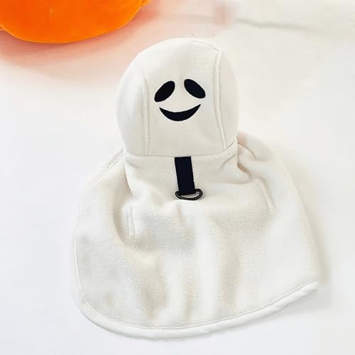 Halloween-Hundekostüm, Umhang mit Gürtellöchern, Horror-Party-Kostüm-Zubehör, Tier-Hoodie-Kleidung, geeignet für Bichon Frisé, Teddy, Chihuahua, Malteser, kleine Hunde (Weiß, S) von QVK