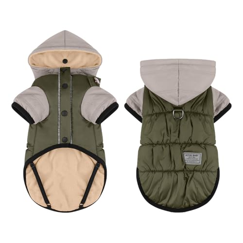 Hundejacke, wasserdicht, warmer Hundemantel, Hunde-Wintermantel, Weste mit Hut, verstellbare Schnalle, für kaltes Wetter, für drinnen und draußen, Hundejacken für kleine, mittelgroße und große Hunde von QVK