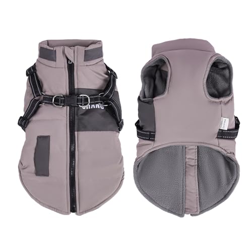 Hundemantel, Kaltwetterjacke, Winterjacke, wasserabweisend, winddicht, Schneeanzug für kaltes Wetter, Haustierbekleidung (lila, groß) von QVK