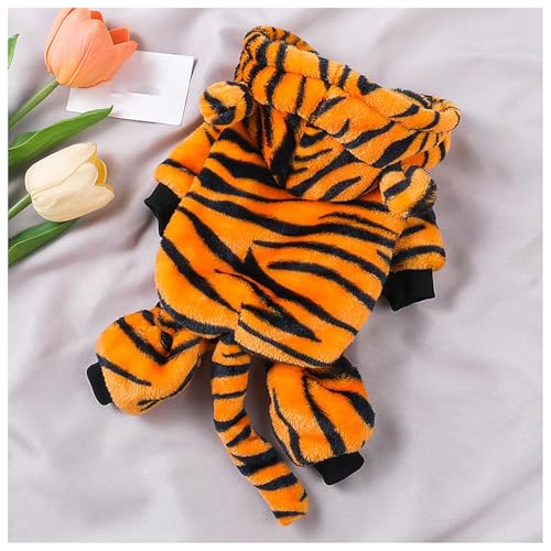 Hundetiger-Halloweenkostüm, Katzen-Hoodie, warme Haustierkleidung, Rollenspielkostüm, geeignet für kleine und mittelgroße Hunde, Eventfotografie-Requisiten (Medium) von QVK