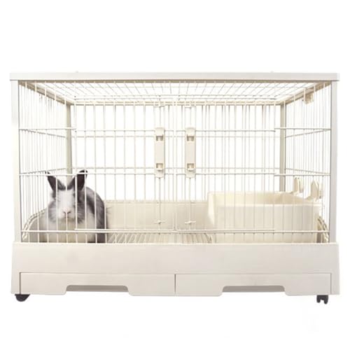 Indoor Bunny Cages for Rabbits Clear Door Small Rabbit Cage with Double Tray for Frettchen, Chinchillas, Kittens and Rabbits, Small Pet Cage, 33 Inch, White Pink (White) von QVK